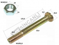 Rim Bolt & Nut M16x124 Mm
